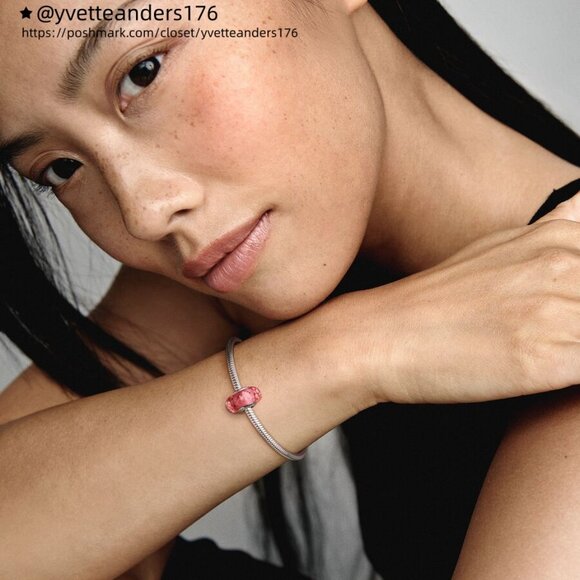 Pandora Wavy Fancy Pink Murano Glass Charm - Picture 4 of 6